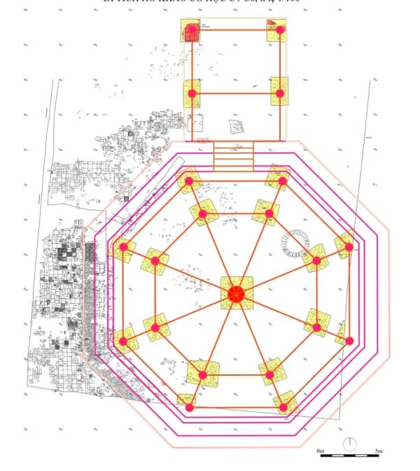 Architectural drawings of the Octagon in Ly and Tran dynasties
